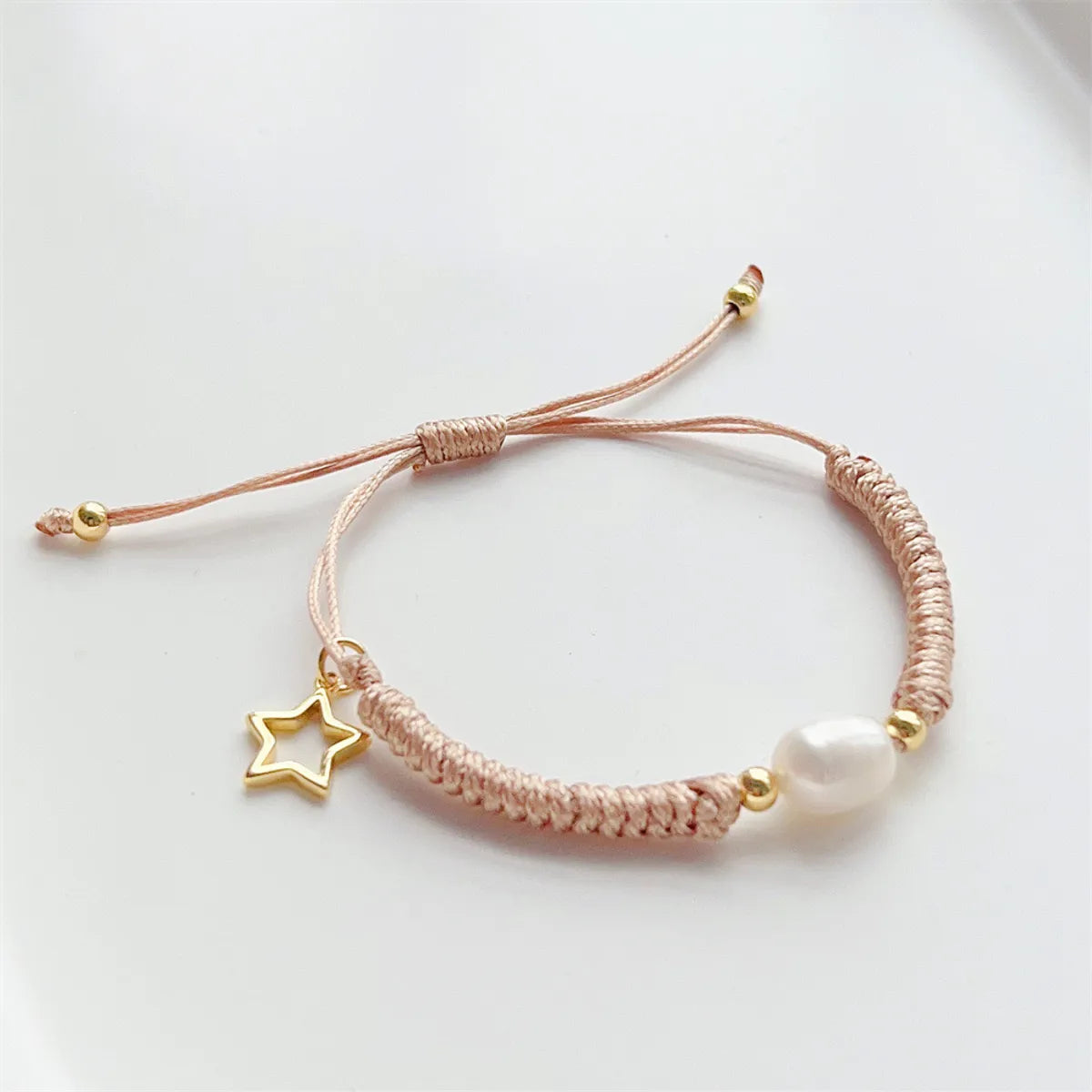 Ig Style Bohemian Star Freshwater Pearl Wax Rope Plating 18k Gold Plated Women'S Bracelets