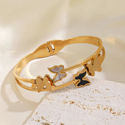 Ig Style Butterfly Stainless Steel Plating 18k Gold Plated Bangle