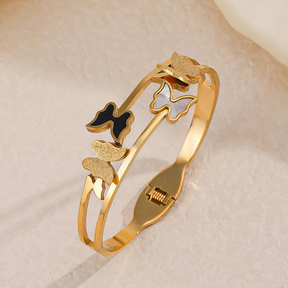 Ig Style Butterfly Stainless Steel Plating 18k Gold Plated Bangle