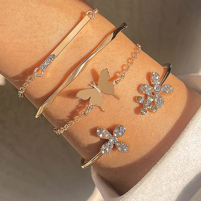 IG Style Butterfly Zircon Alloy Wholesale Bangle