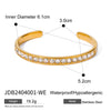 IG Style C Shape 316 Stainless Steel  18K Gold Plated Rhinestones Cuff Bracelets In Bulk