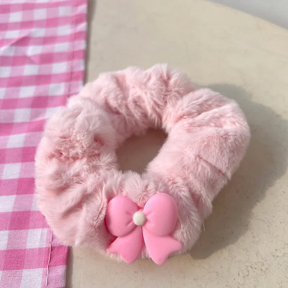 Ig Style Candy  Bow Knot Plush Hair Tie