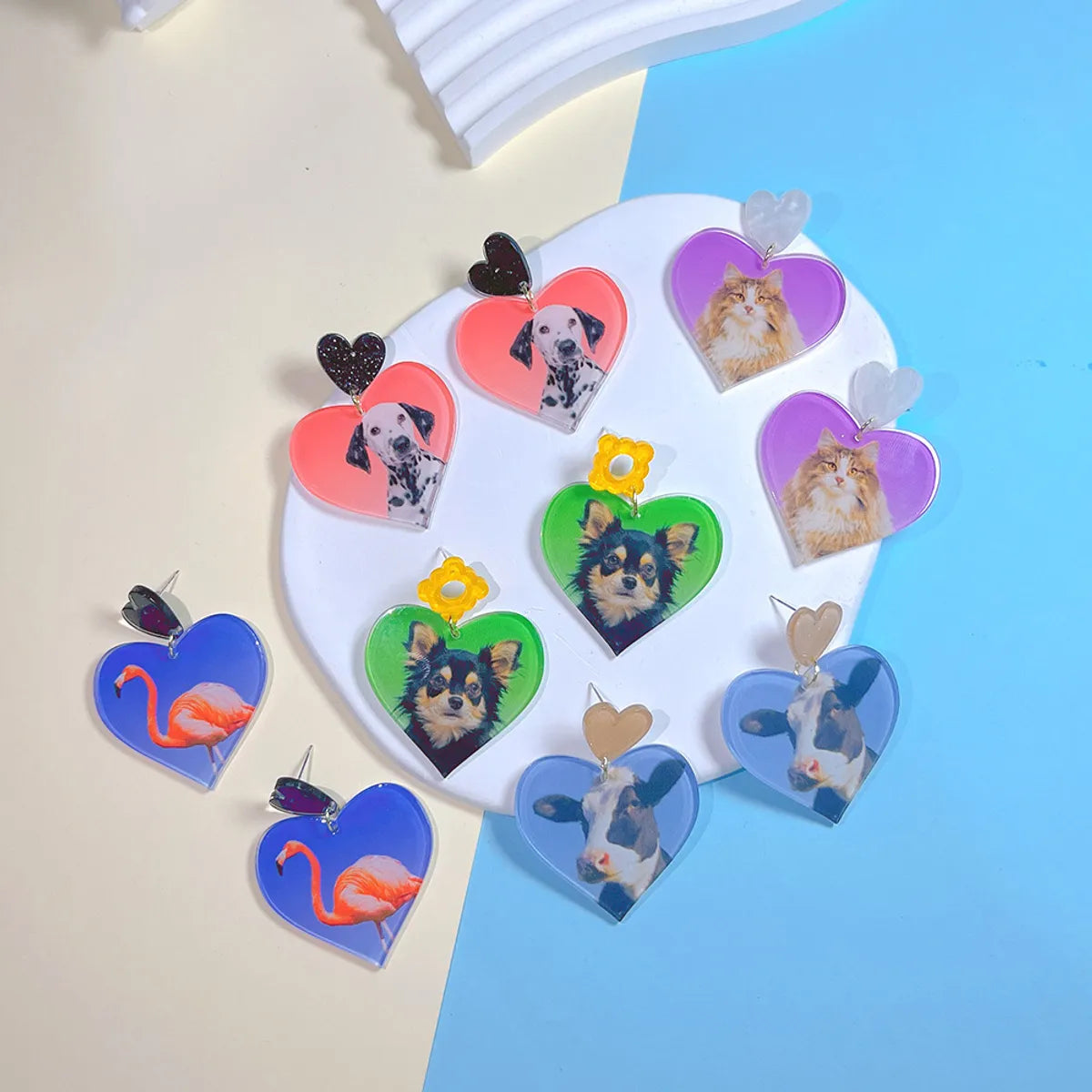 Ig Style Casual Animal Heart Shape Arylic Printing Women's Earrings