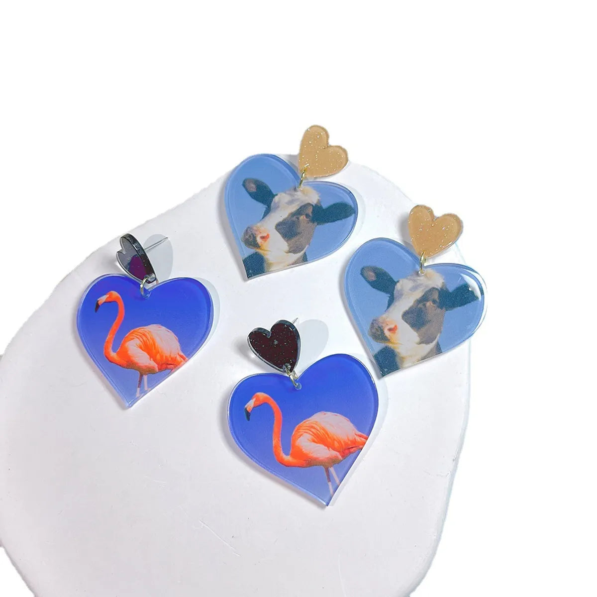 Ig Style Casual Animal Heart Shape Arylic Printing Women's Earrings