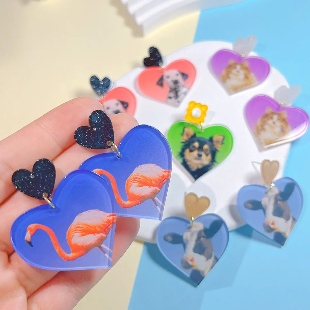 Ig Style Casual Animal Heart Shape Arylic Printing Women's Earrings