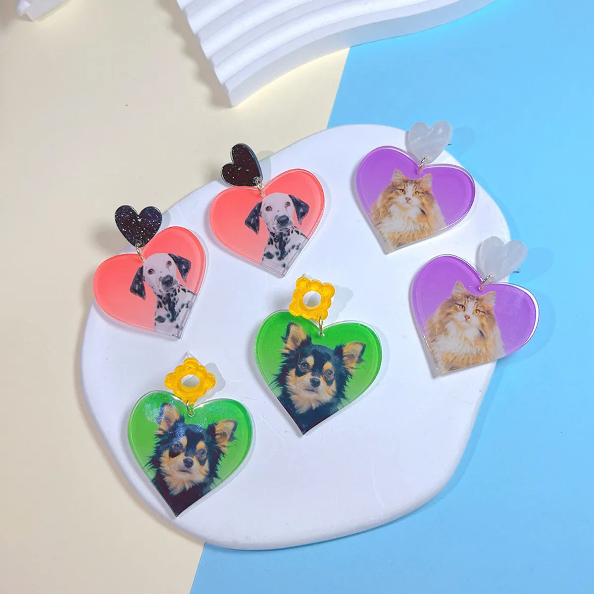 Ig Style Casual Animal Heart Shape Arylic Printing Women's Earrings