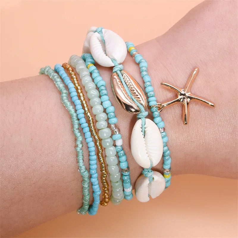 IG Style Casual Beach Starfish Shell Alloy Seed Bead Wholesale Bracelets