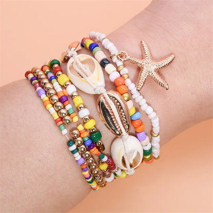 IG Style Casual Beach Starfish Shell Alloy Seed Bead Wholesale Bracelets