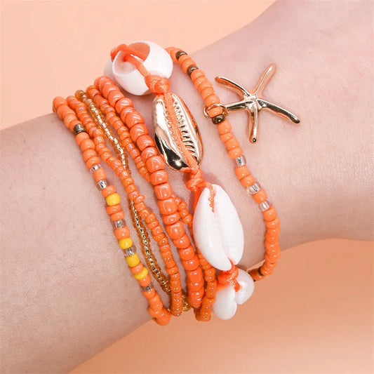 IG Style Casual Beach Starfish Shell Alloy Seed Bead Wholesale Bracelets