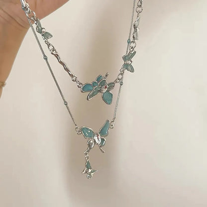 IG Style Casual Butterfly Artificial Gemstones Moonstone Alloy Wholesale Necklace