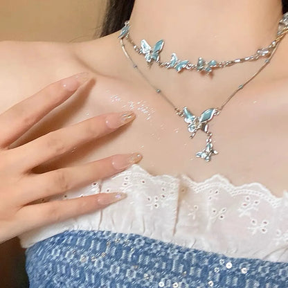 IG Style Casual Butterfly Artificial Gemstones Moonstone Alloy Wholesale Necklace