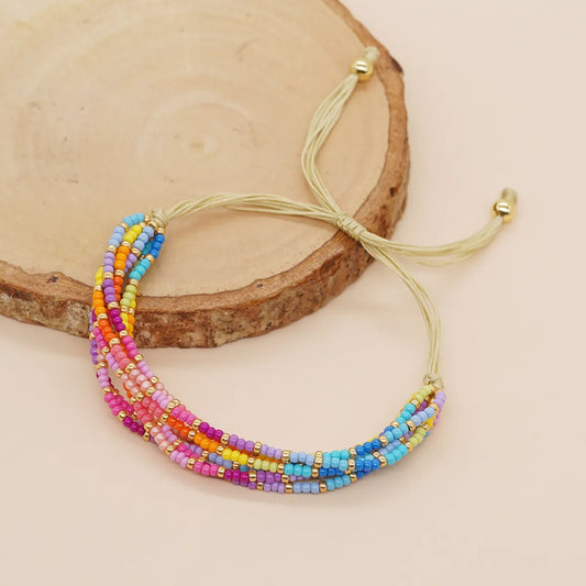 Ig Style Casual Color Block Glass Glass Beaded Handmade Women's Bracelets