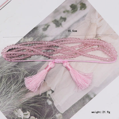 IG Style Casual Elegant Letter Heart Shape Artificial Crystal Glass Beaded Knitting Tassel Women's Bracelets