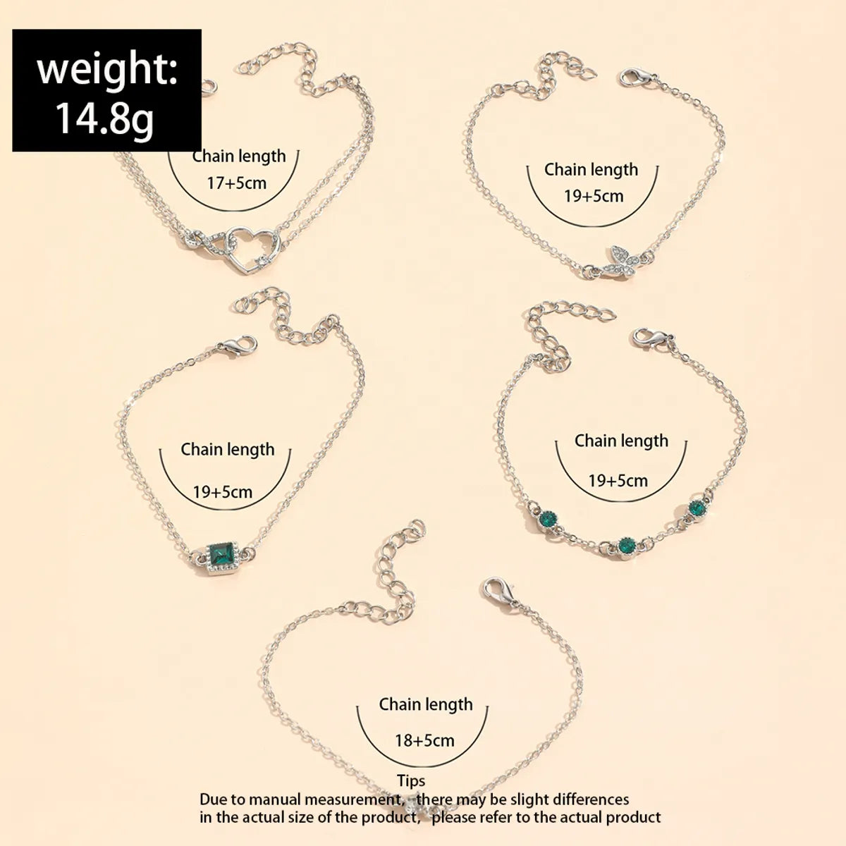 Ig Style Casual Korean Style Heart Shape Butterfly Alloy Inlay Rhinestones Women's Bracelets