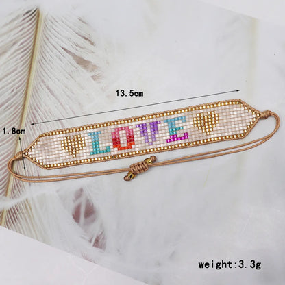 IG Style Casual Letter Heart Shape Glass Rope Beaded Knitting Women's Bracelets