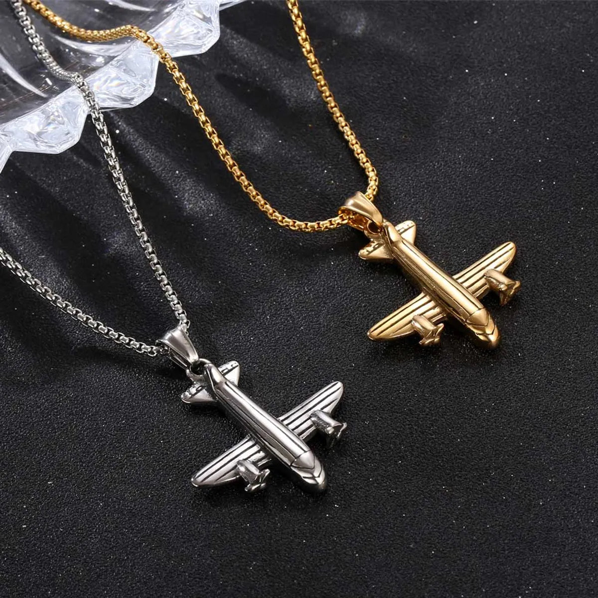 IG Style Casual Modern Style Earphones Airplane Whale 304 Stainless Steel Polishing 18K Gold Plated Men'S Pendant Necklace