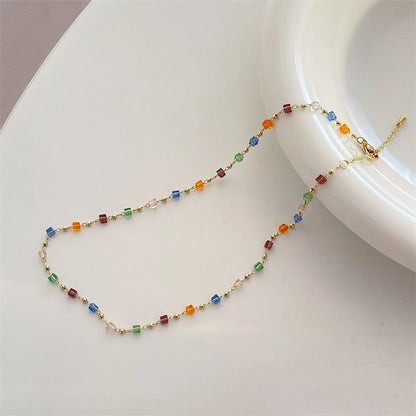 Ig Style Casual Multicolor Artificial Crystal Beaded Women's Necklace