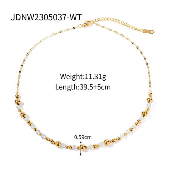 Wholesale Jewelry IG Style Casual Round 304 Stainless Steel Moonstone Beaded Plating Bracelets Necklace