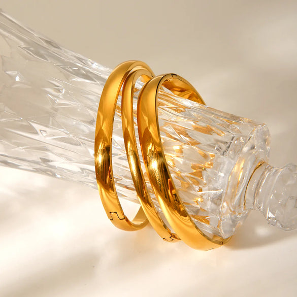 IG Style Casual Simple Style Geometric 304 Stainless Steel Titanium Steel 18K Gold Plated Bangle In Bulk