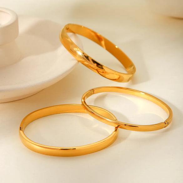 IG Style Casual Simple Style Geometric 304 Stainless Steel Titanium Steel 18K Gold Plated Bangle In Bulk