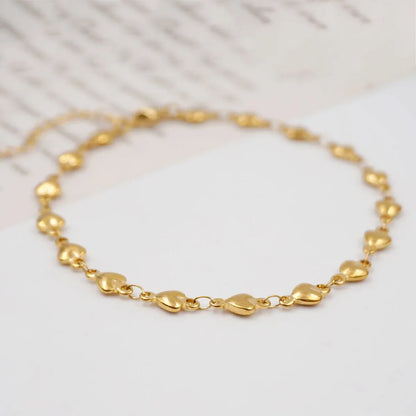 IG Style Casual Simple Style Heart Shape 304 Stainless Steel Titanium Steel Handmade Gold Plated Women'S Anklet