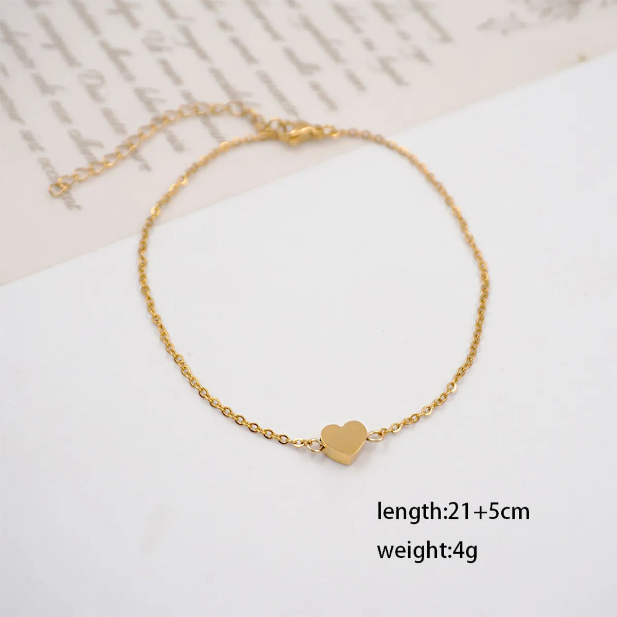 IG Style Casual Simple Style Heart Shape 304 Stainless Steel Titanium Steel Handmade Gold Plated Women'S Anklet