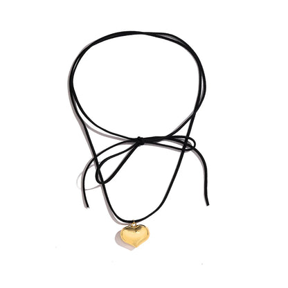 Ig Style Casual Simple Style Heart Shape Copper 18k Gold Plated Pendant Necklace In Bulk