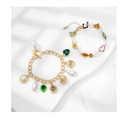 IG Style Casual Simple Style Heart Shape Eye Rhinestones Zinc Alloy Wholesale Bracelets