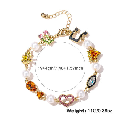 IG Style Casual Simple Style Heart Shape Eye Rhinestones Zinc Alloy Wholesale Bracelets