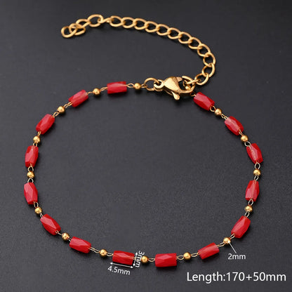 IG Style Casual Simple Style Section Cylinder Round Beads Multicolor 304 Stainless Steel 18K Gold Plated Bracelets In Bulk