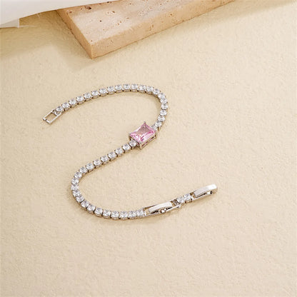 Ig Style Casual Simple Style Square Copper Plating Chain Inlay Zircon Bracelets