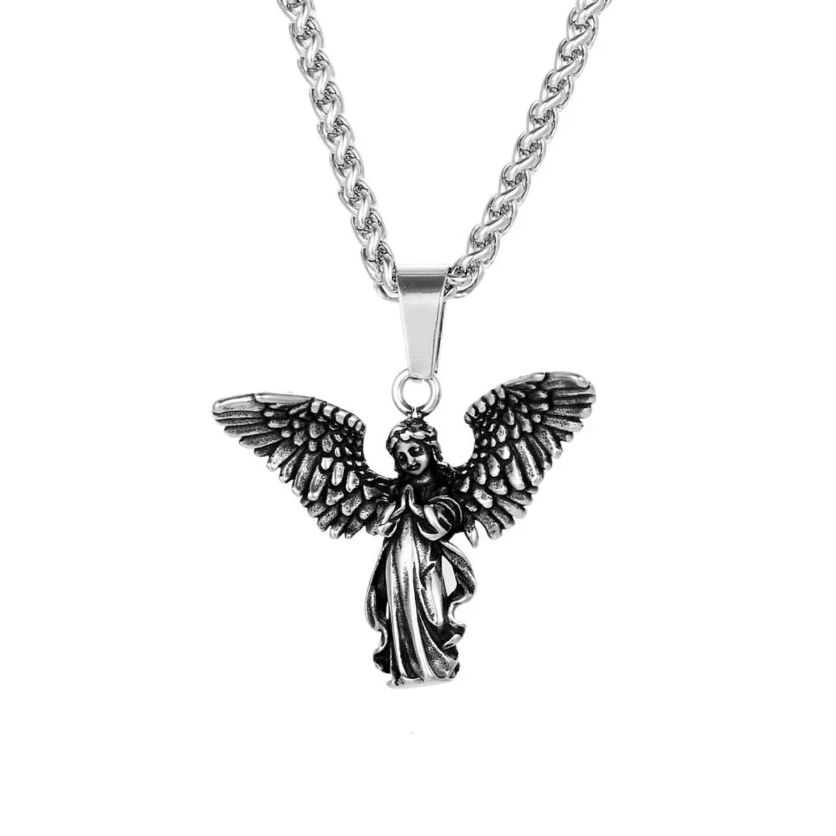 IG Style Casual Sports Cross Angel Heart Shape 304 Stainless Steel Polishing Men'S Pendant Necklace