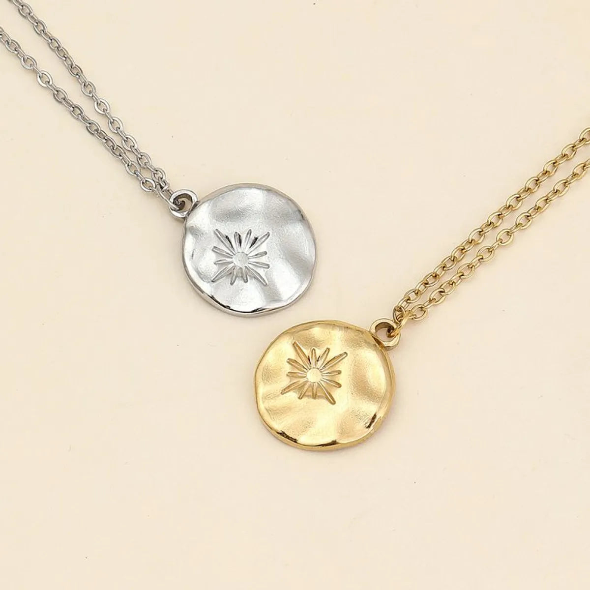 Ig Style Casual Sun Flower Stainless Steel Plating 18k Gold Plated Pendant Necklace