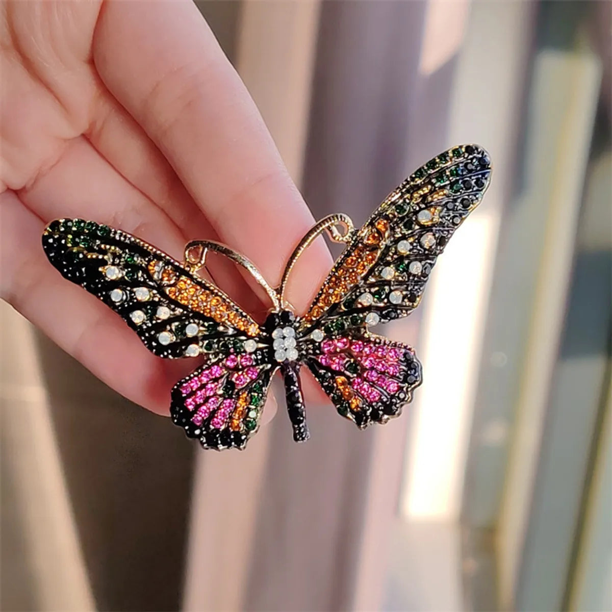 IG Style Casual Sweet Butterfly Alloy Enamel Hollow Out Inlay Artificial Crystal Rhinestones Unisex Brooches