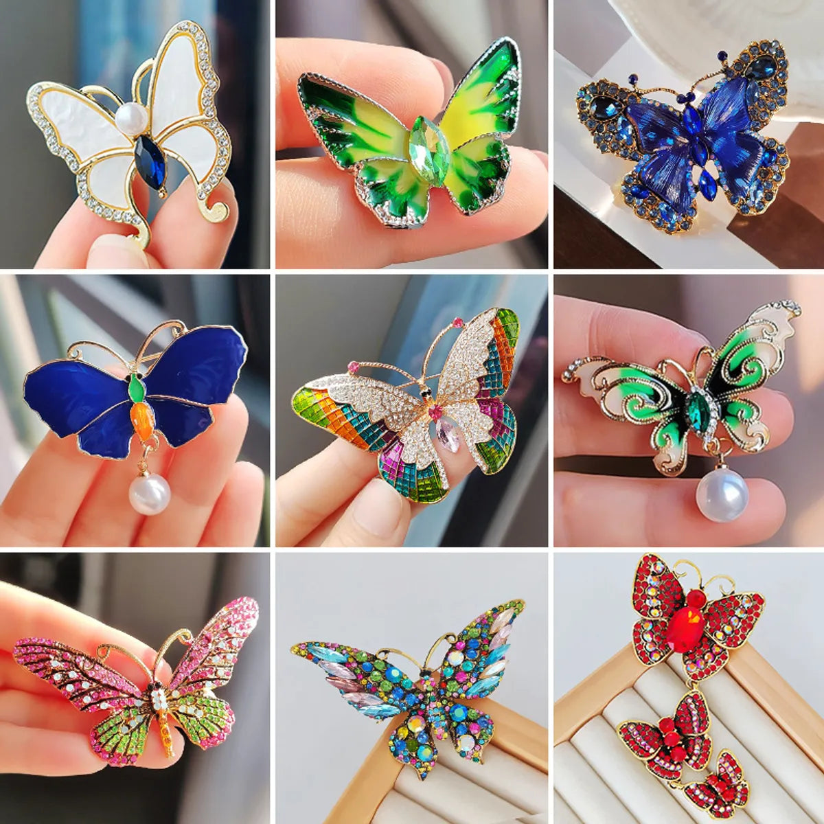 IG Style Casual Sweet Butterfly Alloy Enamel Hollow Out Inlay Artificial Crystal Rhinestones Unisex Brooches