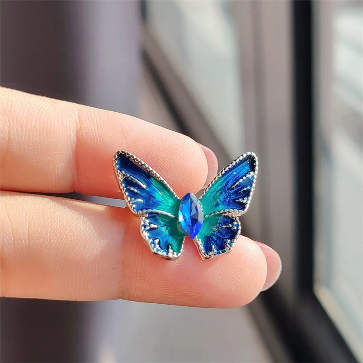 IG Style Casual Sweet Butterfly Alloy Enamel Hollow Out Inlay Artificial Crystal Rhinestones Unisex Brooches