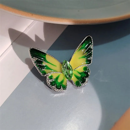 IG Style Casual Sweet Butterfly Alloy Enamel Hollow Out Inlay Artificial Crystal Rhinestones Unisex Brooches