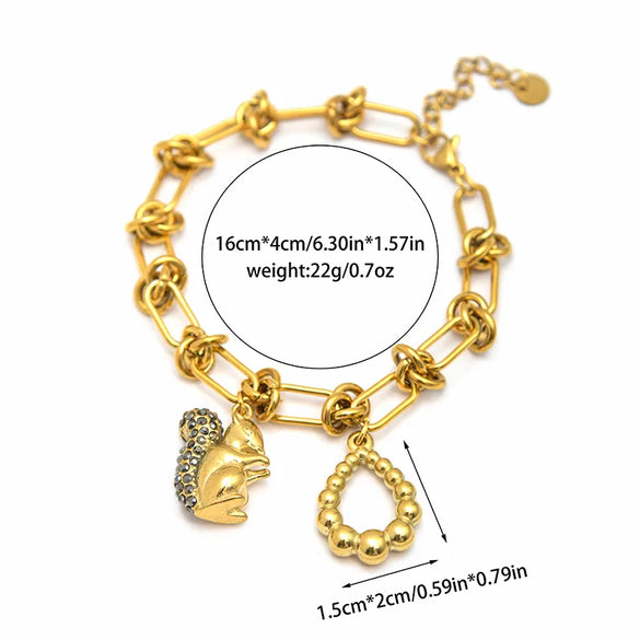 IG Style Casual Vacation Squirrel Water Droplets 304 Stainless Steel 14K Gold Plated Bracelets In Bulk