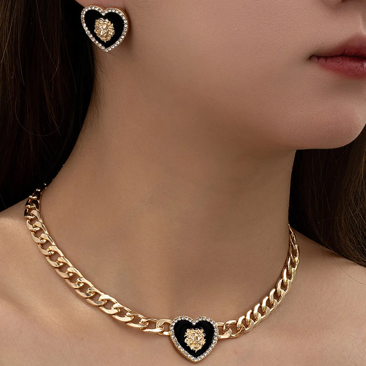 IG Style Classic Style Animal Heart Shape Alloy Inlay Rhinestones Women'S Jewelry Set