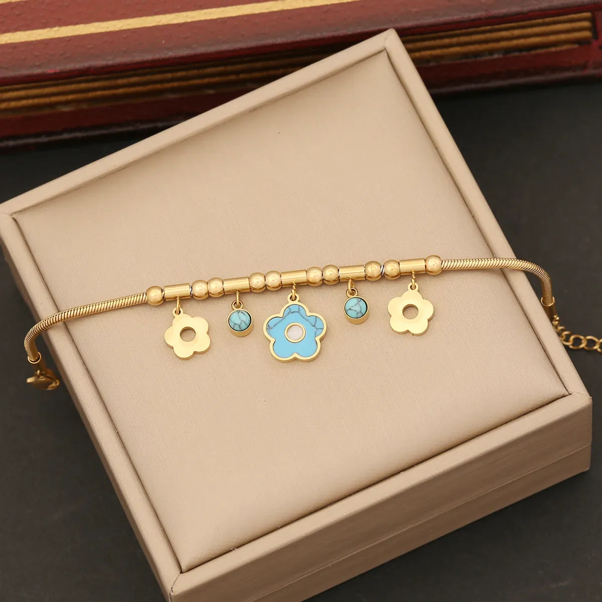 Ig Style Classic Style Flower Stainless Steel Plating Inlay Turquoise Bracelets Earrings Necklace