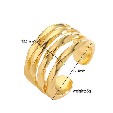 Ig Style Classic Style Geometric Copper Plating 18k Gold Plated Open Rings