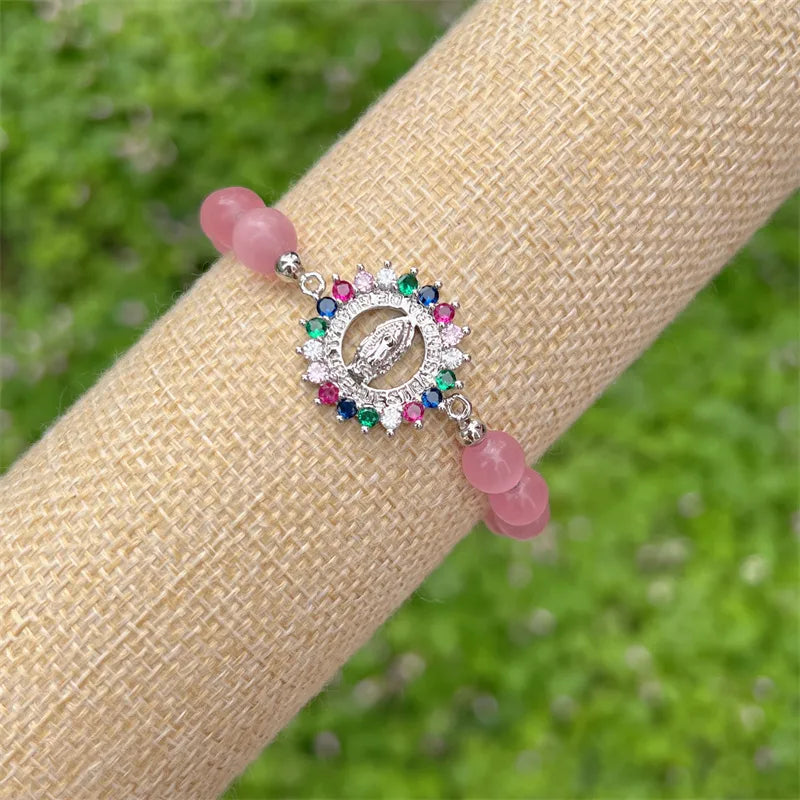 IG Style Classic Style Round Color Block Zircon Opal Copper Wholesale Bracelets