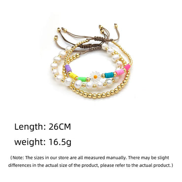 IG Style Color Block Flower Freshwater Pearl Soft Clay Copper Plating Women'S Bracelets