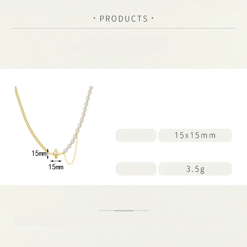 Ig Style Commute Color Block Alloy Freshwater Pearl Copper Polishing Plating Inlay Zircon Gold Plated Pendant Necklace