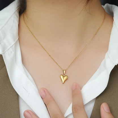 Ig Style Commute Heart Shape Stainless Steel Polishing Plating 18k Gold Plated Pendant Necklace