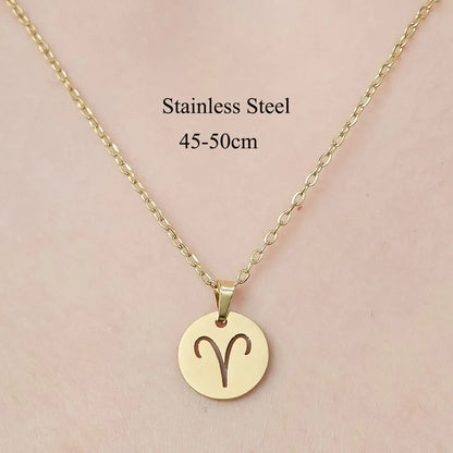 Ig Style Constellation Stainless Steel Titanium Steel Polishing Plating 18k Gold Plated Pendant Necklace