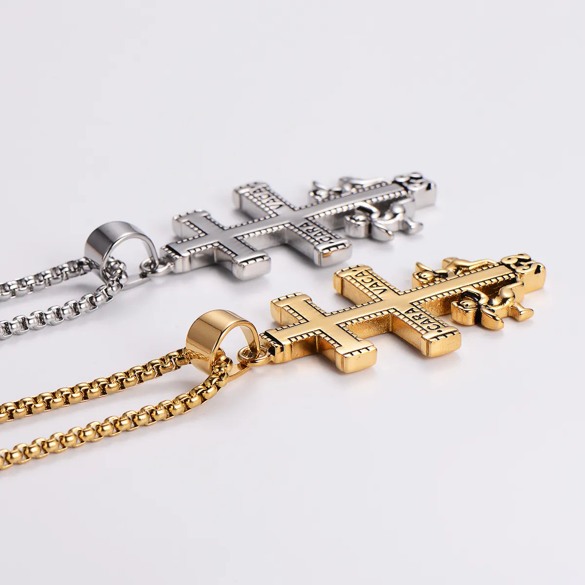 Ig Style Cool Style Cross Angel Stainless Steel Plating 18k Gold Plated Pendant Necklace