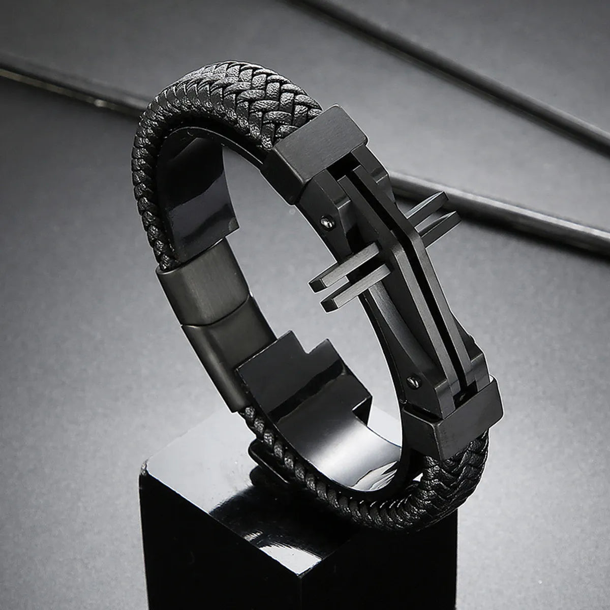 Ig Style Cool Style Cross Titanium Steel Braid Men'S Bracelets