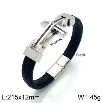 Ig Style Cool Style Cross Titanium Steel Braid Men'S Bracelets