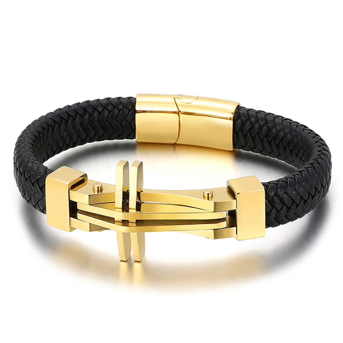 Ig Style Cool Style Cross Titanium Steel Braid Men'S Bracelets